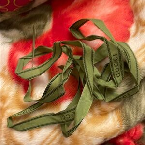 Gucci Olive Green Logo Ribbon 72”